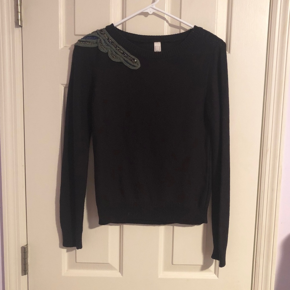 Pull&Bear Beaded Embroidered Shoulder Sweater